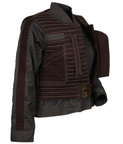 Women Sci-Fi Tactical Two-Piece Brown and Gray Vest and Jacket