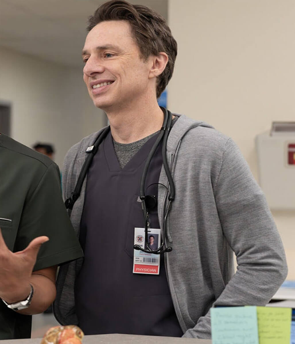 Zach Braff Scrubs S01 Grey Zipup Hoodie