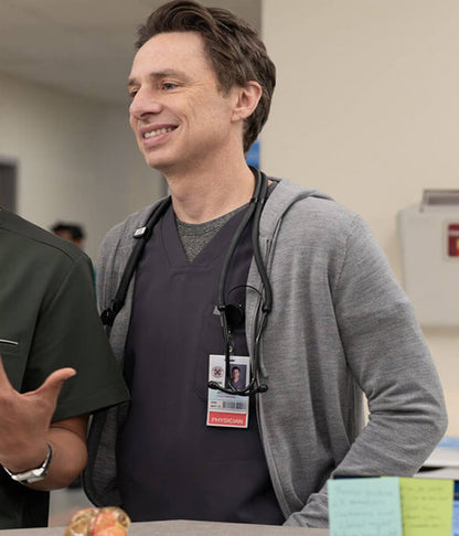Zach Braff Scrubs S01 Grey Zipup Hoodie