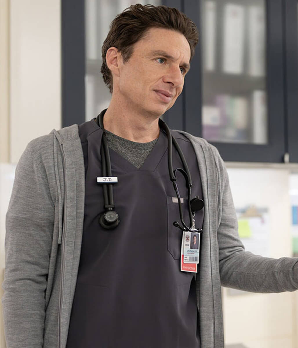 Zach Braff Scrubs S01 Grey Zipup Hoodie
