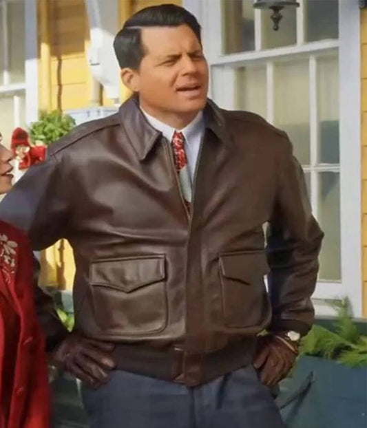 A Biltmore Christmas Kristoffer Polaha Brown Leather Jacket