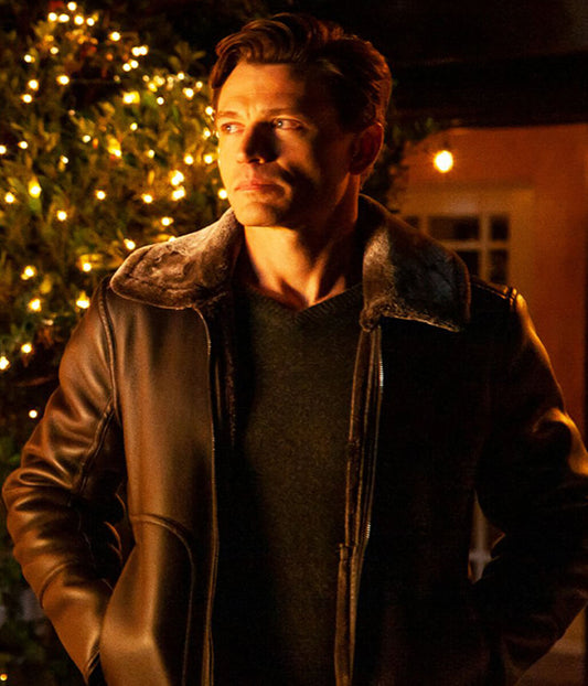 A Very Charming Christmas Town Sawyer Larsen Leather Jacket