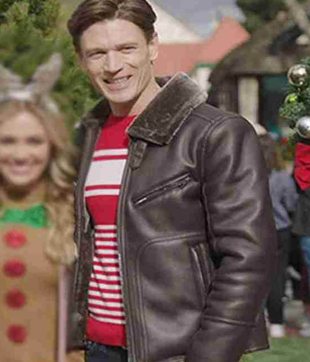 A Very Charming Christmas Town Sawyer Larsen Leather Jacket