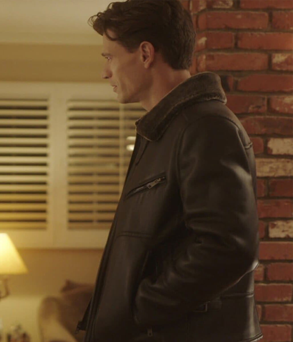 A Very Charming Christmas Town Sawyer Larsen Leather Jacket