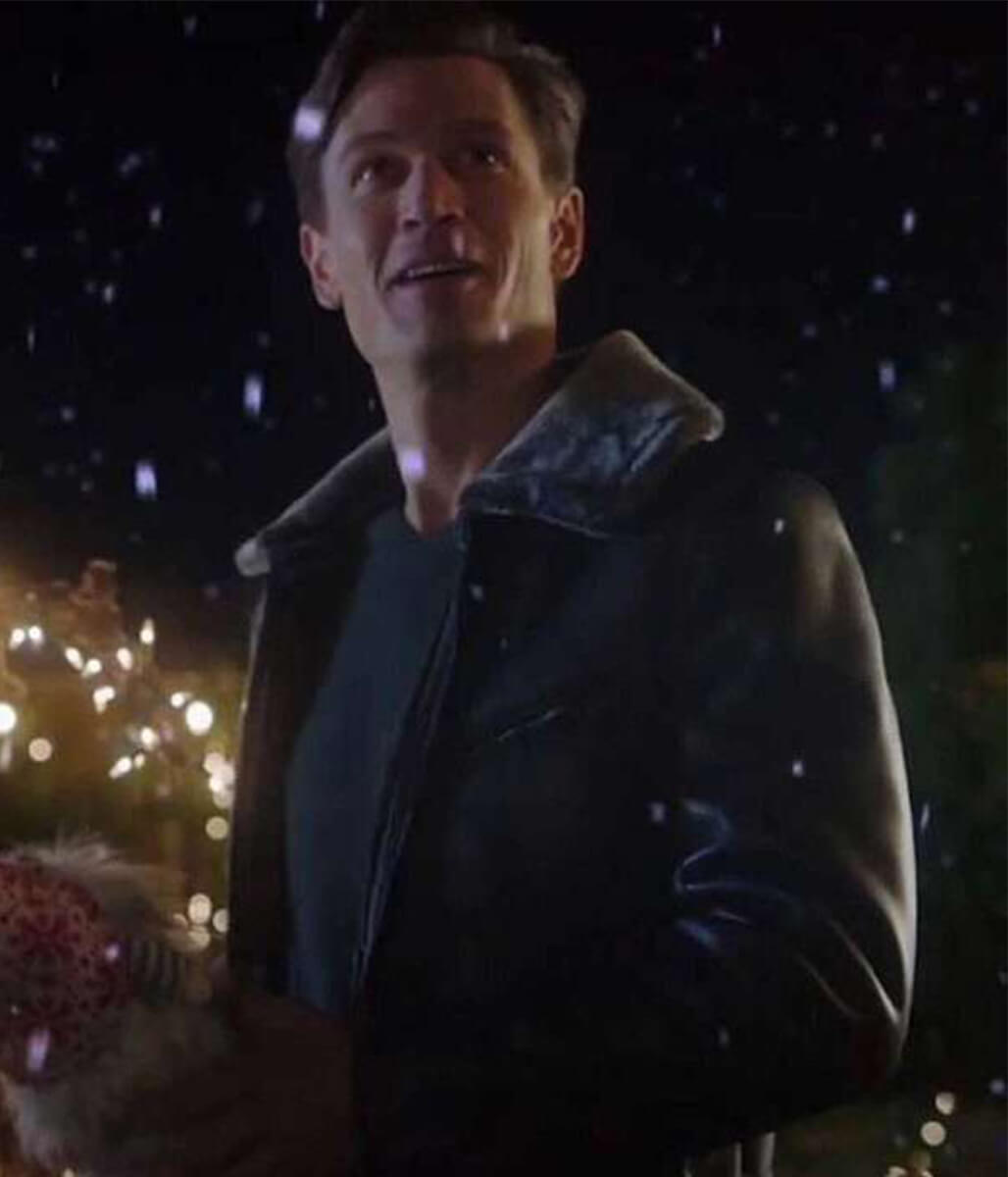 A Very Charming Christmas Town Sawyer Larsen Leather Jacket