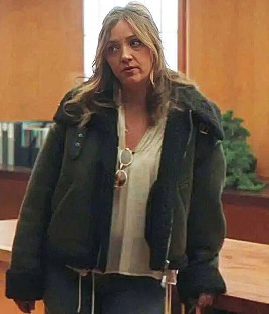 Abby Elliott All Her Fault S01 Green Shearling Jacket