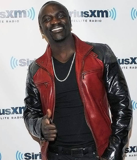 Akon Red & Black Leather Jacket