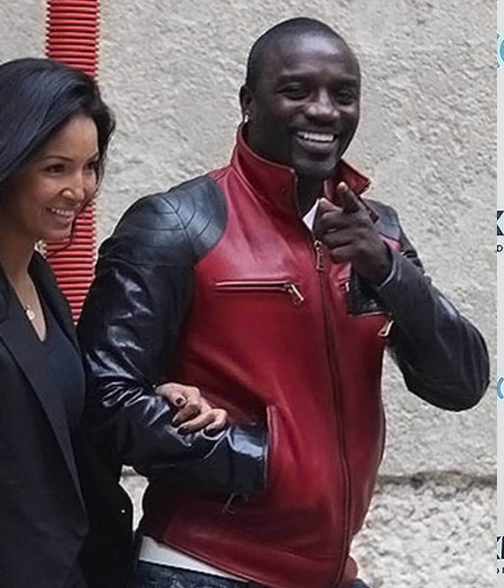 Akon Red & Black Leather Jacket