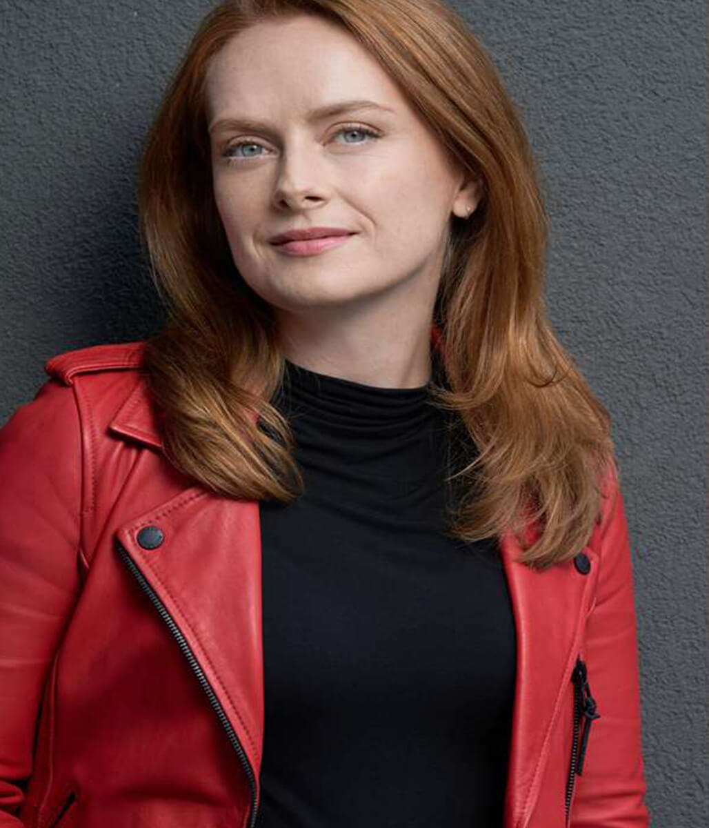 Alex Paxton-Beesley Our Christmas Mural Red Leather Jacket