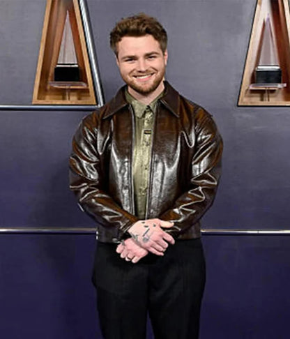 Alex Warren Polished Brown Leather Jacket