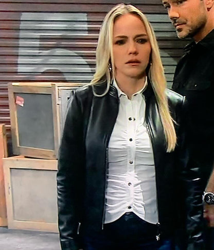 Alexa Havins General Hospital Black Leather Jacket