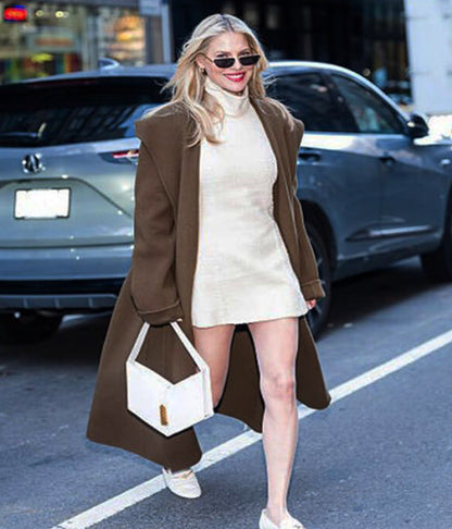 Ali Larter NYC 2026 Brown Wool Coat
