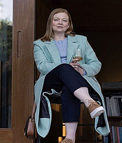 All Her Fault S01 Sarah Snook Cyan Wool Coat