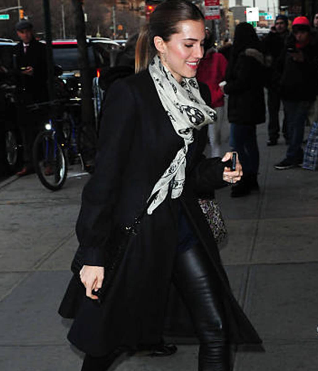 Allison Williams New York Sightings Black Wool Coat