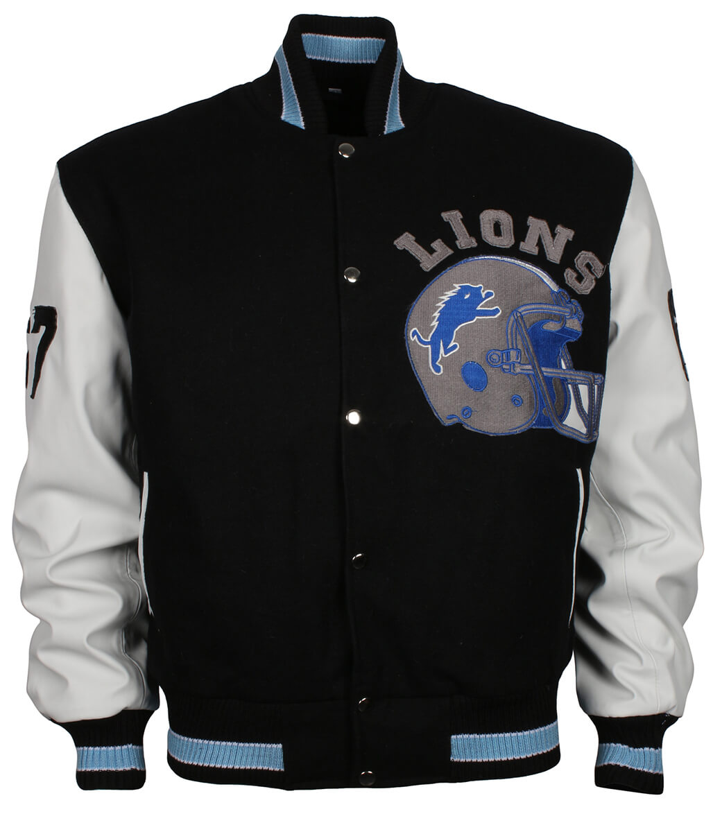 American Fashion Men Football Helmet Black Varsity Jacket