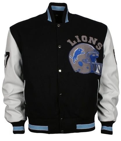 American Fashion Men Football Helmet Black Varsity Jacket