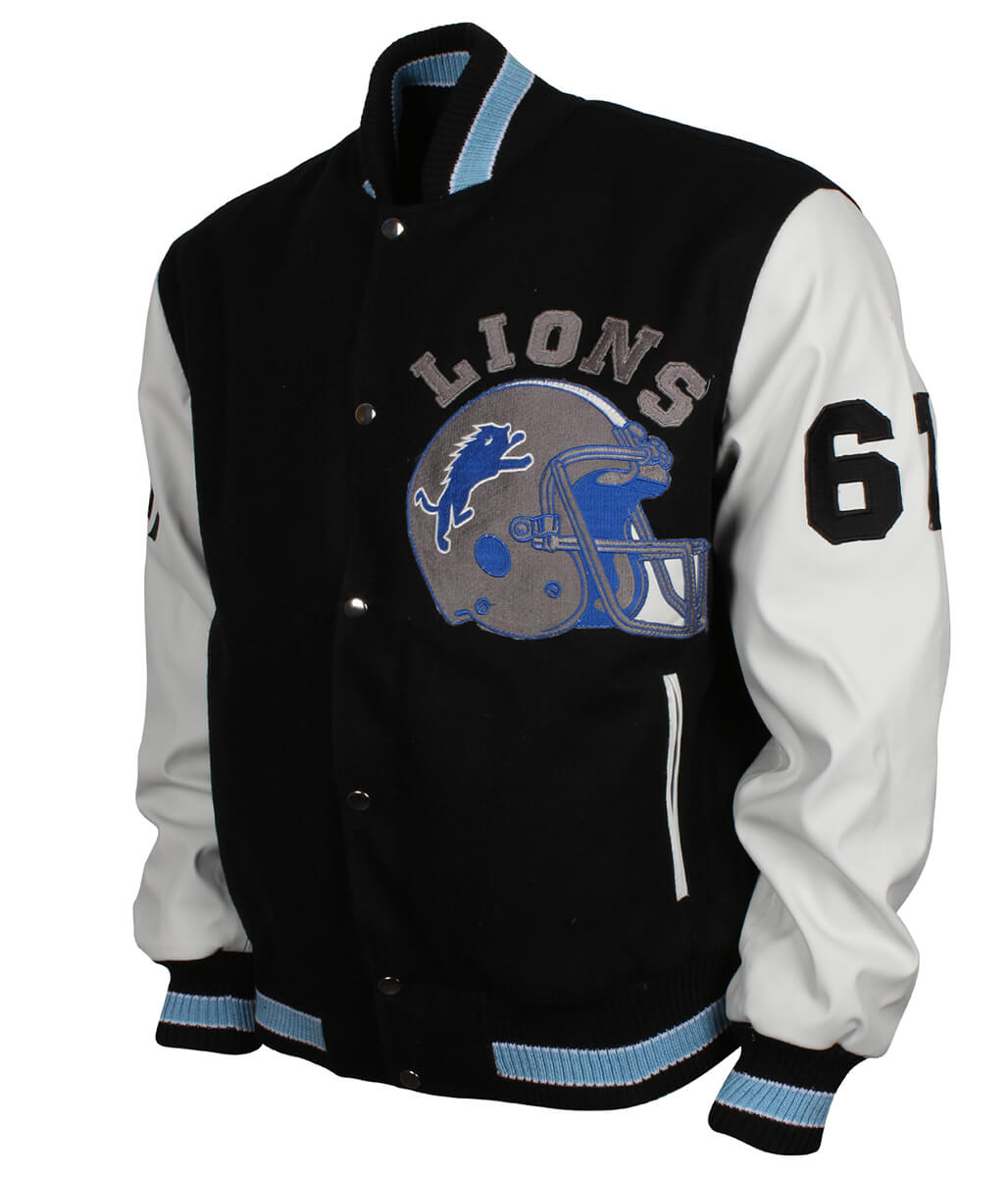 American Fashion Men Football Helmet Black Varsity Jacket