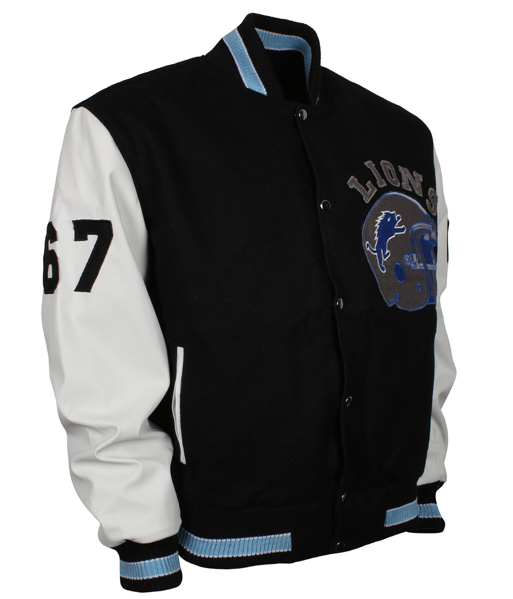 American Fashion Men Football Helmet Black Varsity Jacket