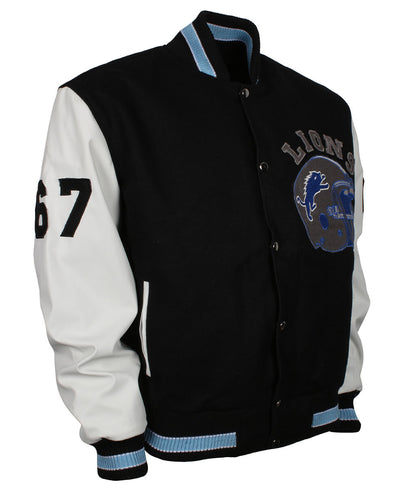 American Fashion Men Football Helmet Black Varsity Jacket