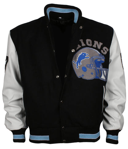 American Fashion Men Football Helmet Black Varsity Jacket