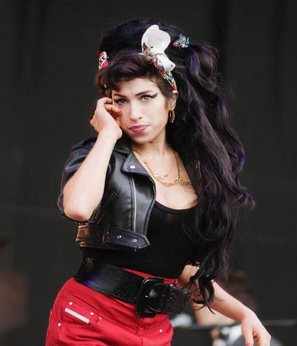 Amy Winehouse Cropped Leather Jacket