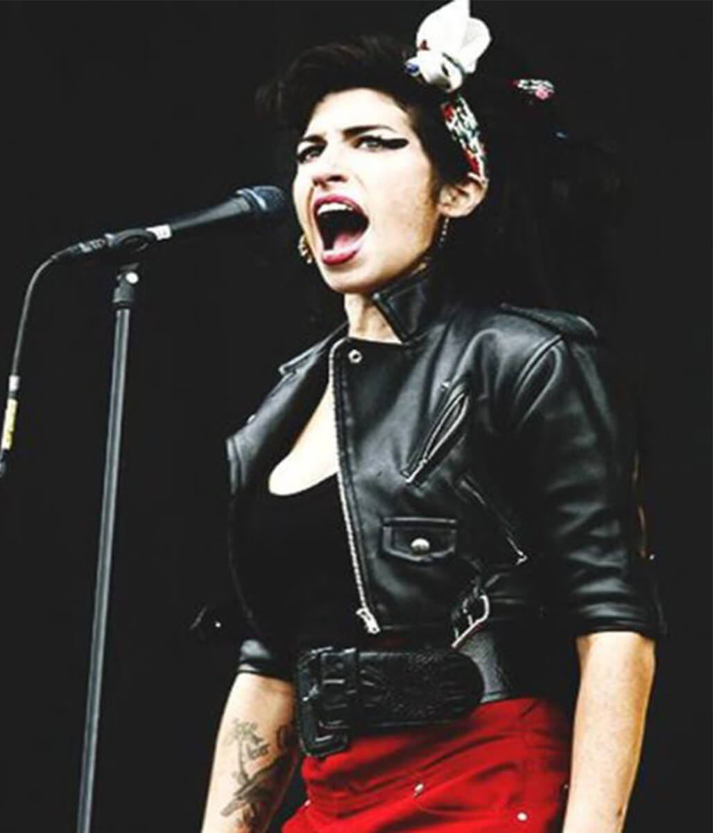 Amy Winehouse Cropped Leather Jacket