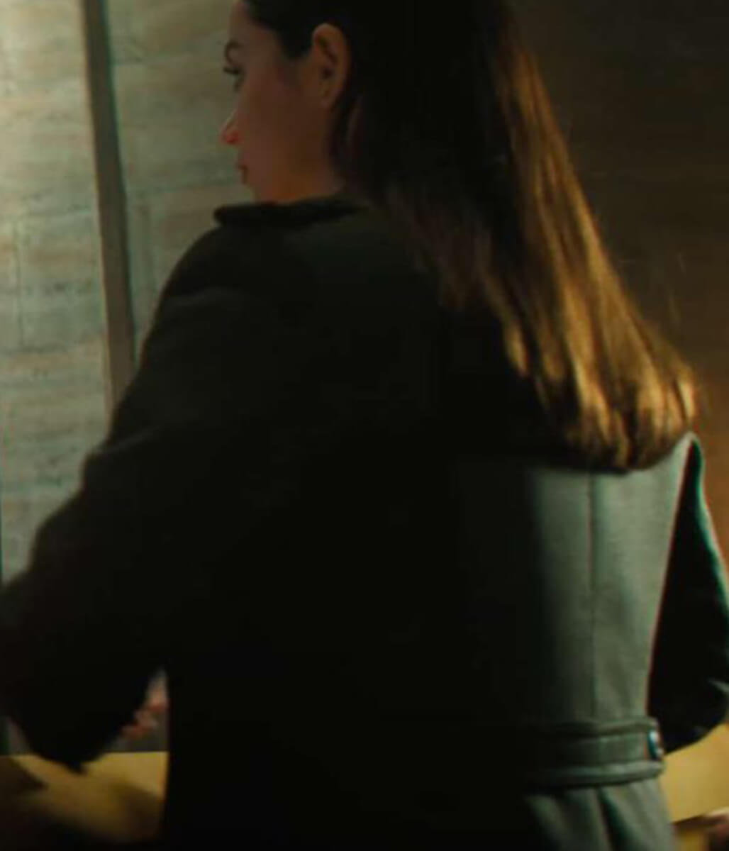 Ana de Armas Ballerina Green Wool Coat