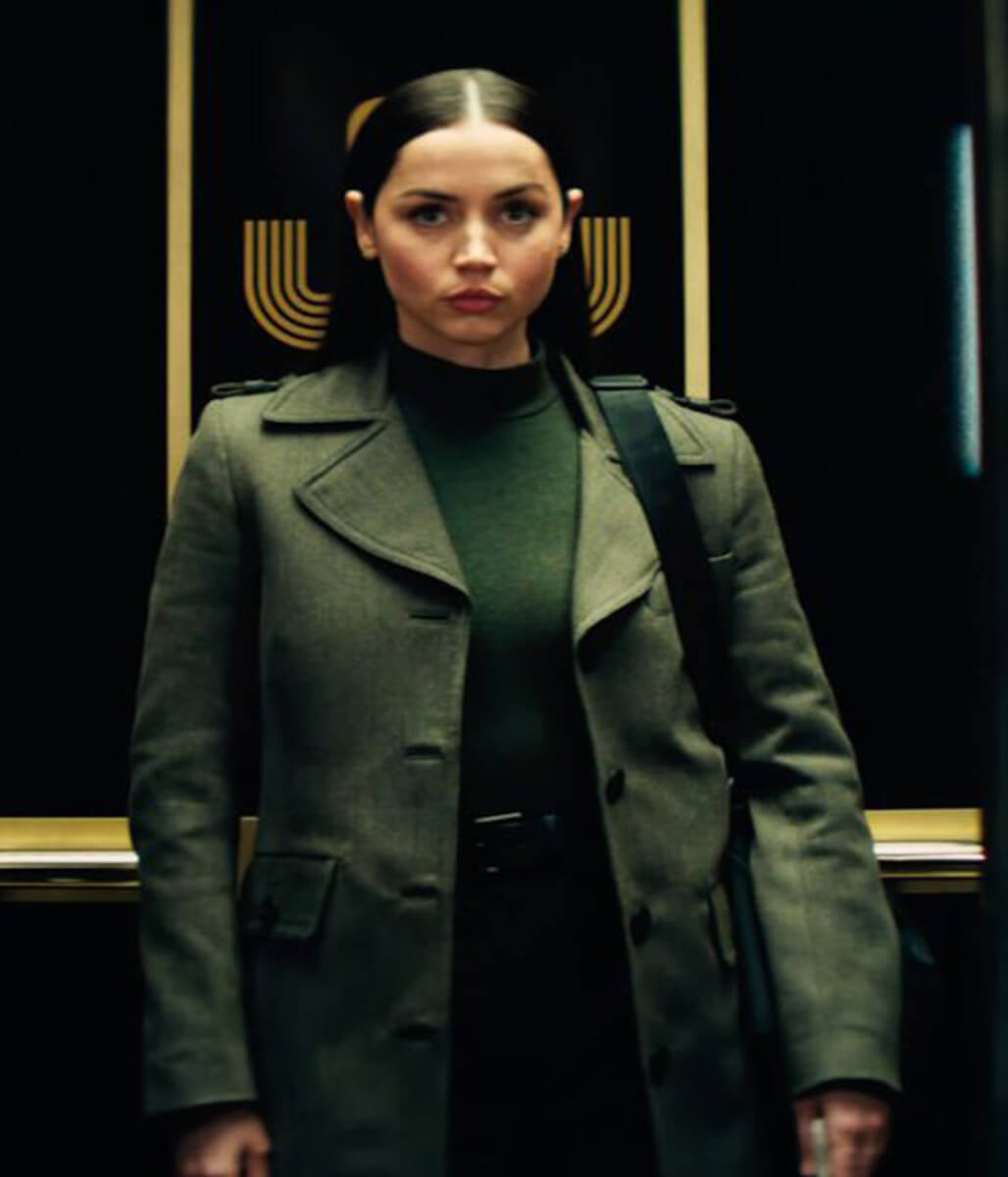 Ana de Armas Ballerina Green Wool Coat