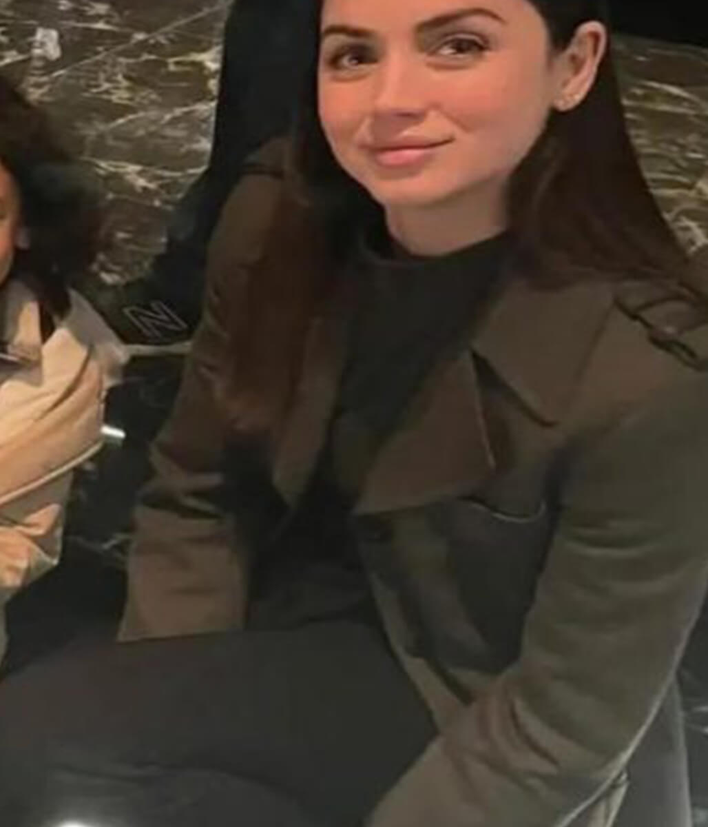 Ana de Armas Ballerina Green Wool Coat