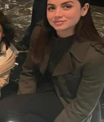 Ana de Armas Ballerina Green Wool Coat