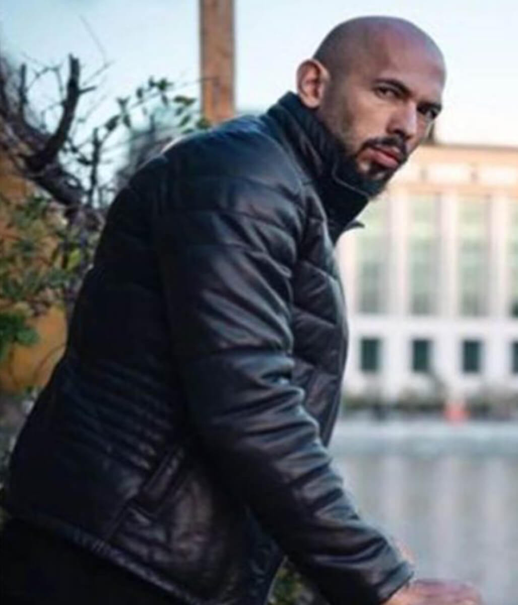 Andrew Tate Biker Black Puffer Style Leather Jacket