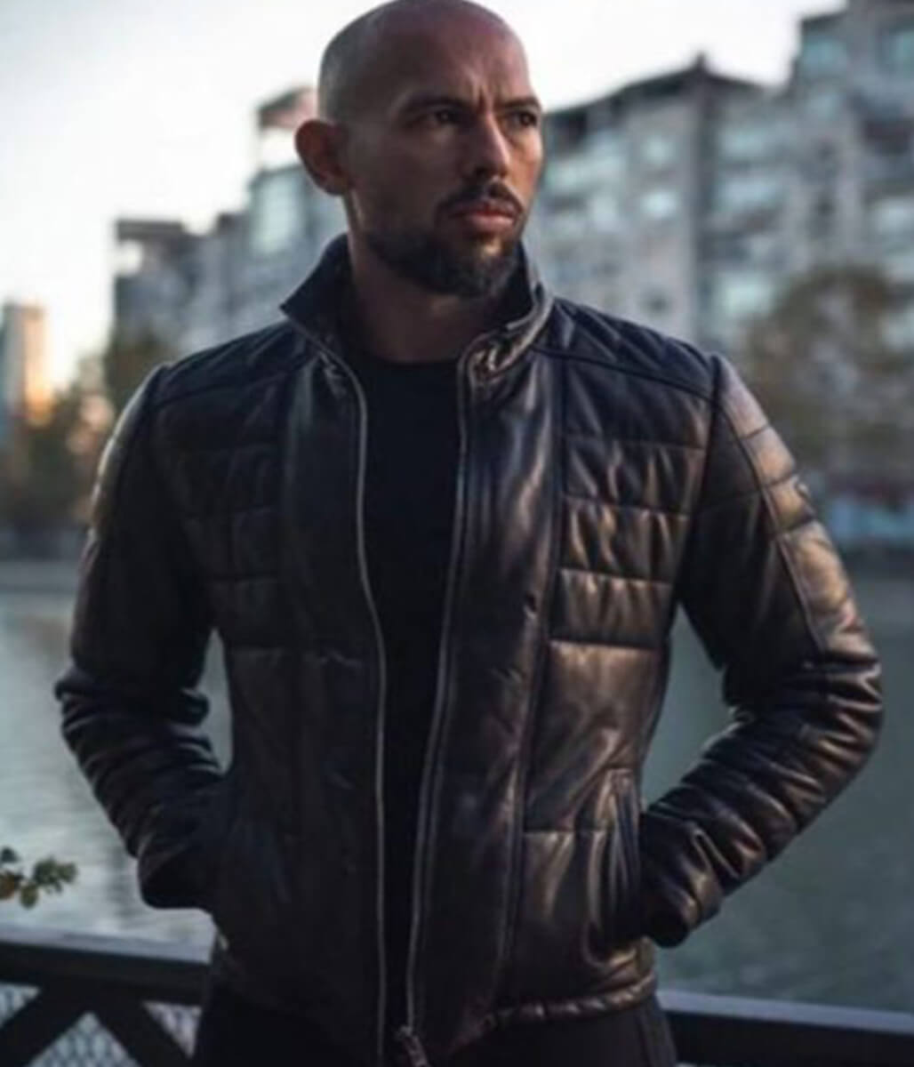 Andrew Tate Biker Black Puffer Style Leather Jacket