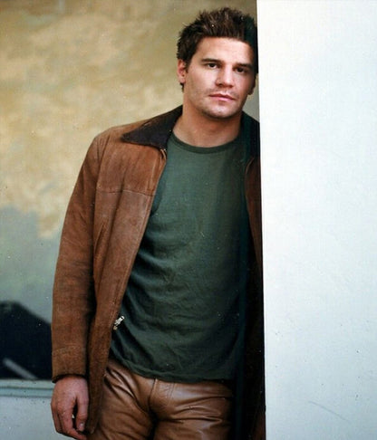 Angel David Boreanaz Brown Suede Leather Jacket