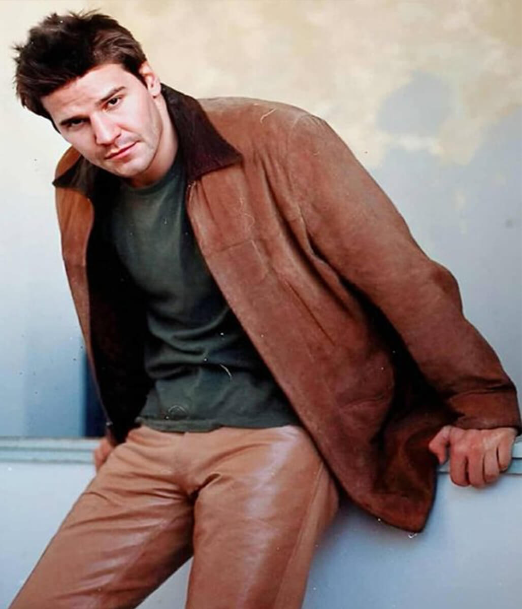 Angel David Boreanaz Brown Suede Leather Jacket