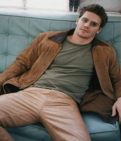 Angel David Boreanaz Brown Suede Leather Jacket