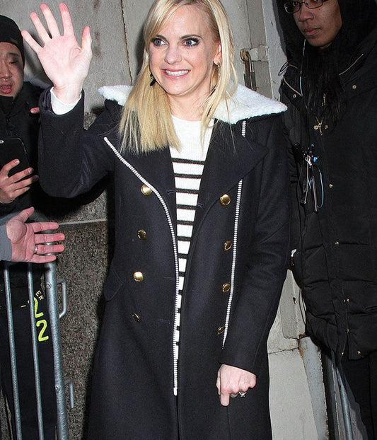 Anna Faris Black Wool Trench Coat