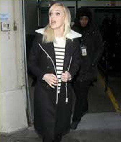 Anna Faris Black Wool Trench Coat