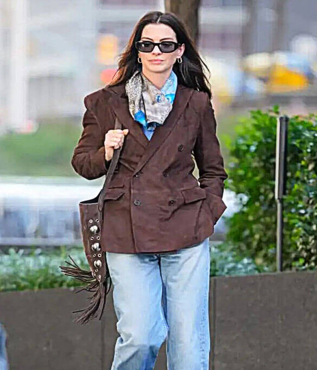 Anne Hathaway Devil Wears Prada Brown Suede Jacket