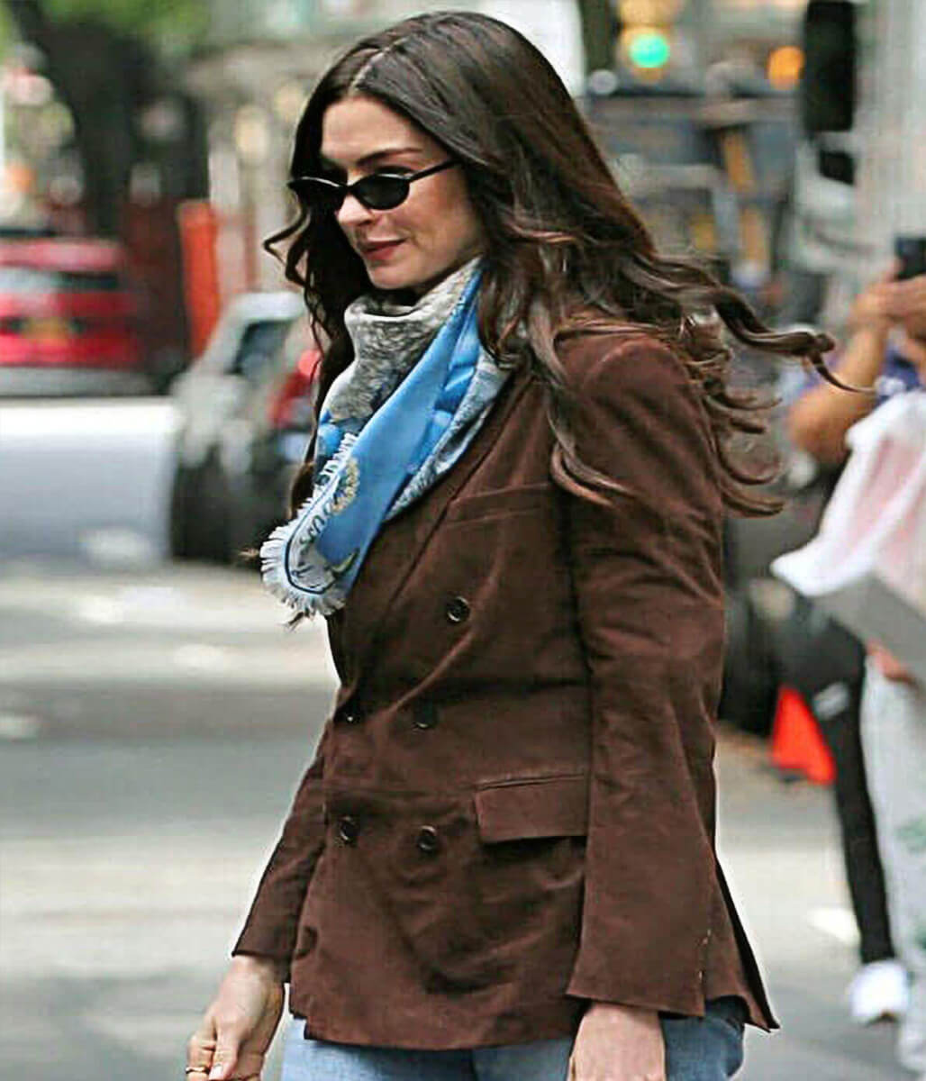 Anne Hathaway Devil Wears Prada Brown Suede Jacket