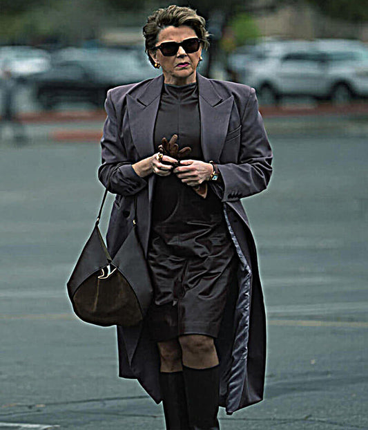 Annette Bening lucky 2026 Priscilla Grey Coat