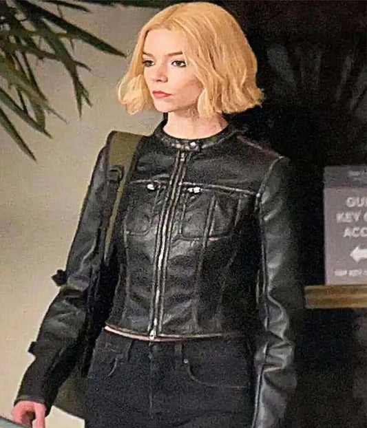 Anya Taylor-Joy Lucky 2026 Black Leather Jacket