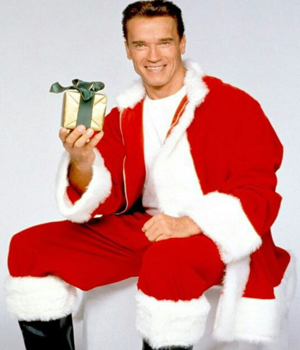 Arnold Schwarzenegger Red Santa Christmas Velvet Coat 