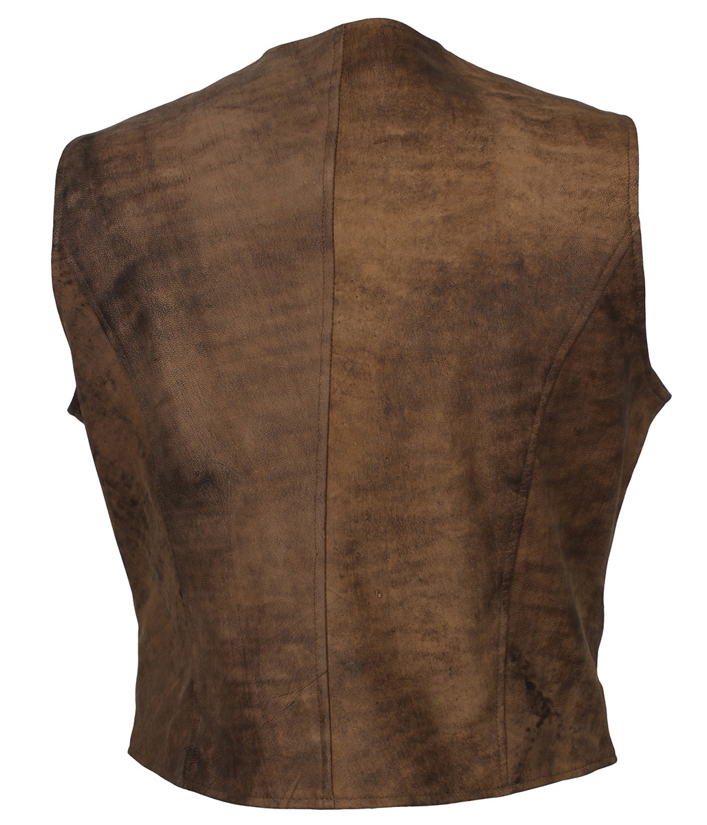 Arthur Morgan Notch Lapel Brown Leather Vest