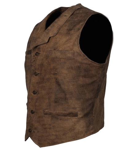 Arthur Morgan Notch Lapel Brown Leather Vest