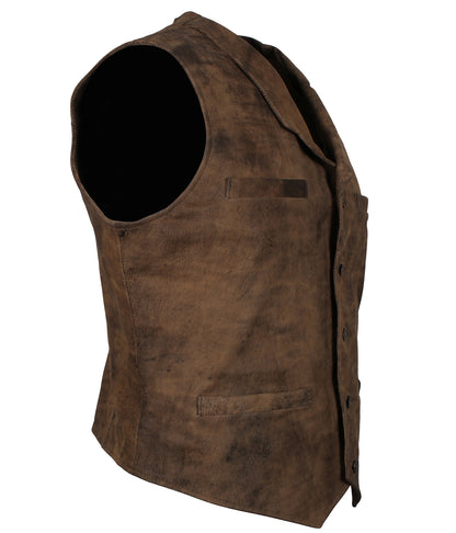 Arthur Morgan Notch Lapel Brown Leather Vest