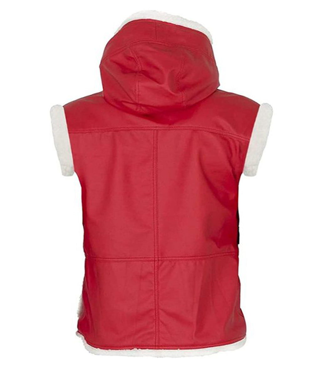 Bad Santa Claus Christmas Fur Hooded Leather Vest