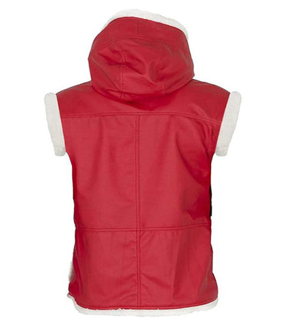 Bad Santa Claus Christmas Fur Hooded Leather Vest