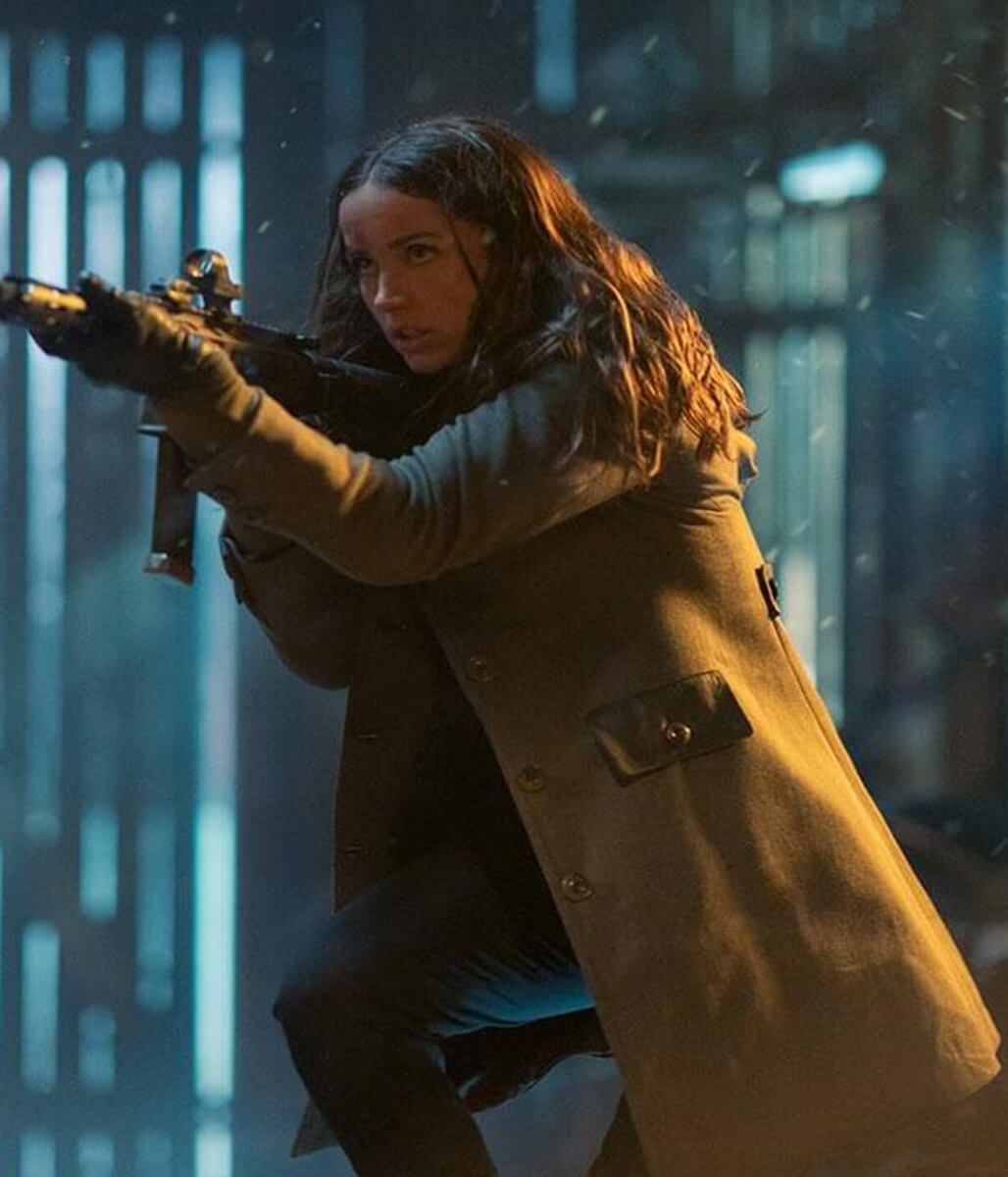 Ballerina 2025 Ana de Armas Grey Wool Coat