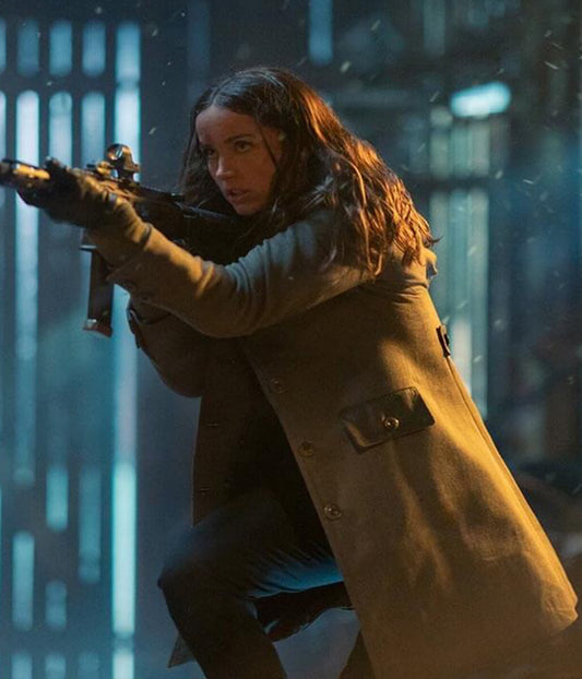 Ballerina 2025 Ana de Armas Grey Wool Coat