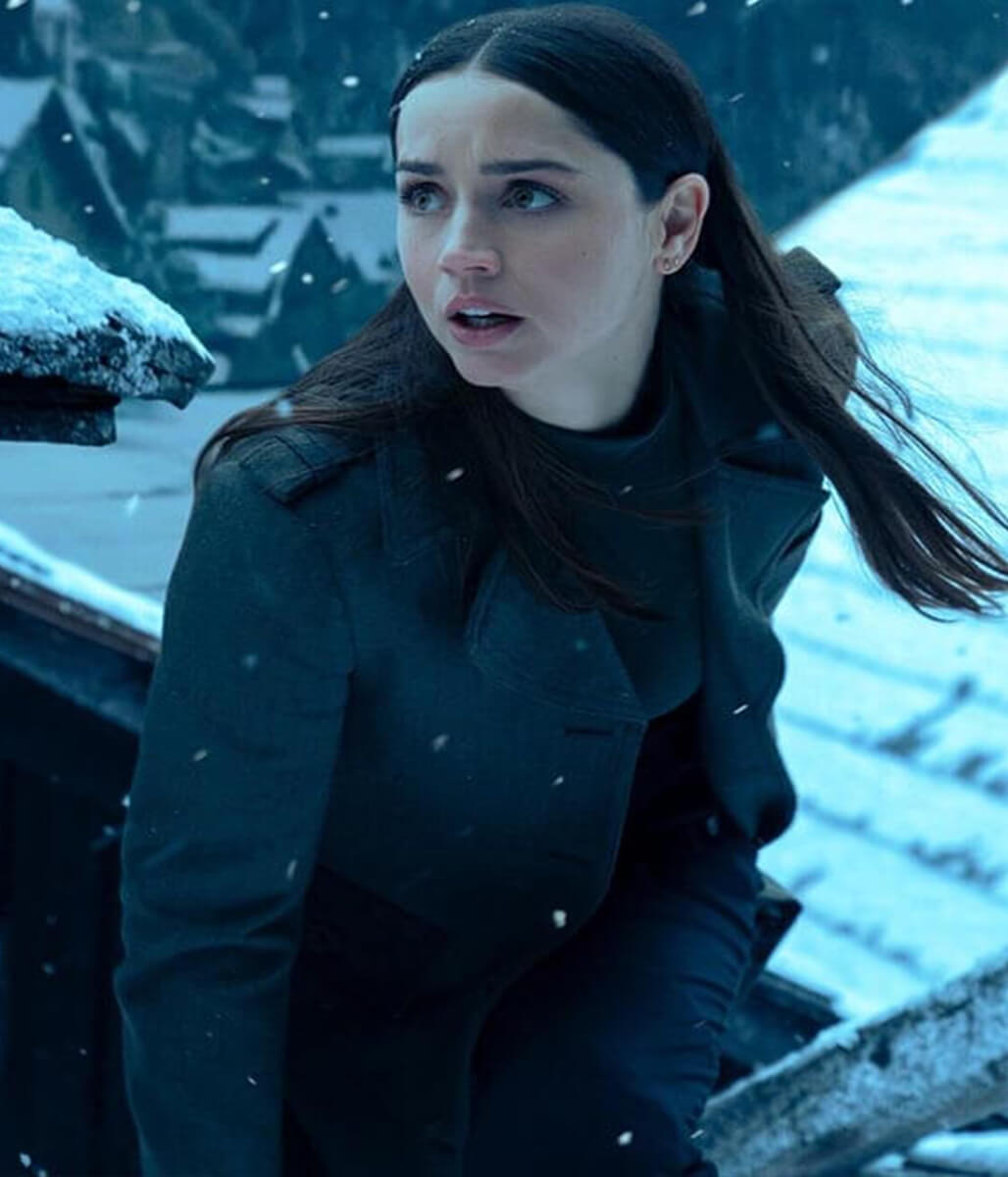 Ballerina 2025 Ana de Armas Grey Wool Coat